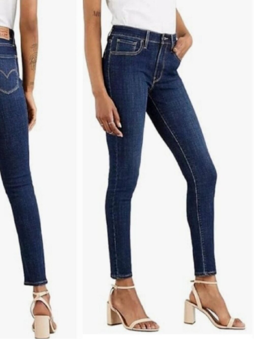 Levis 721 High Waisted Rise Skinny Jeans Stretchy Dark Wash Blue Denim size 26